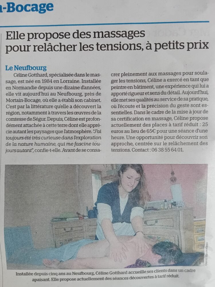 Céline Gothard massages bien-être près de Mortain-Bocage